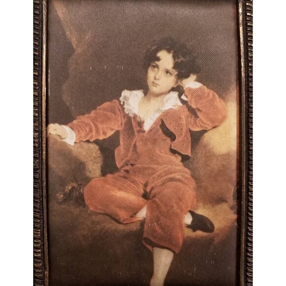 Vintage Portrait on Fabric of The Red Boy, Master Lambton by Sir Thomas Lawrence - Picture 2 of 2